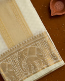 Semi Silk Elephant Border Embossed Dhoti set 8*4+2.50
