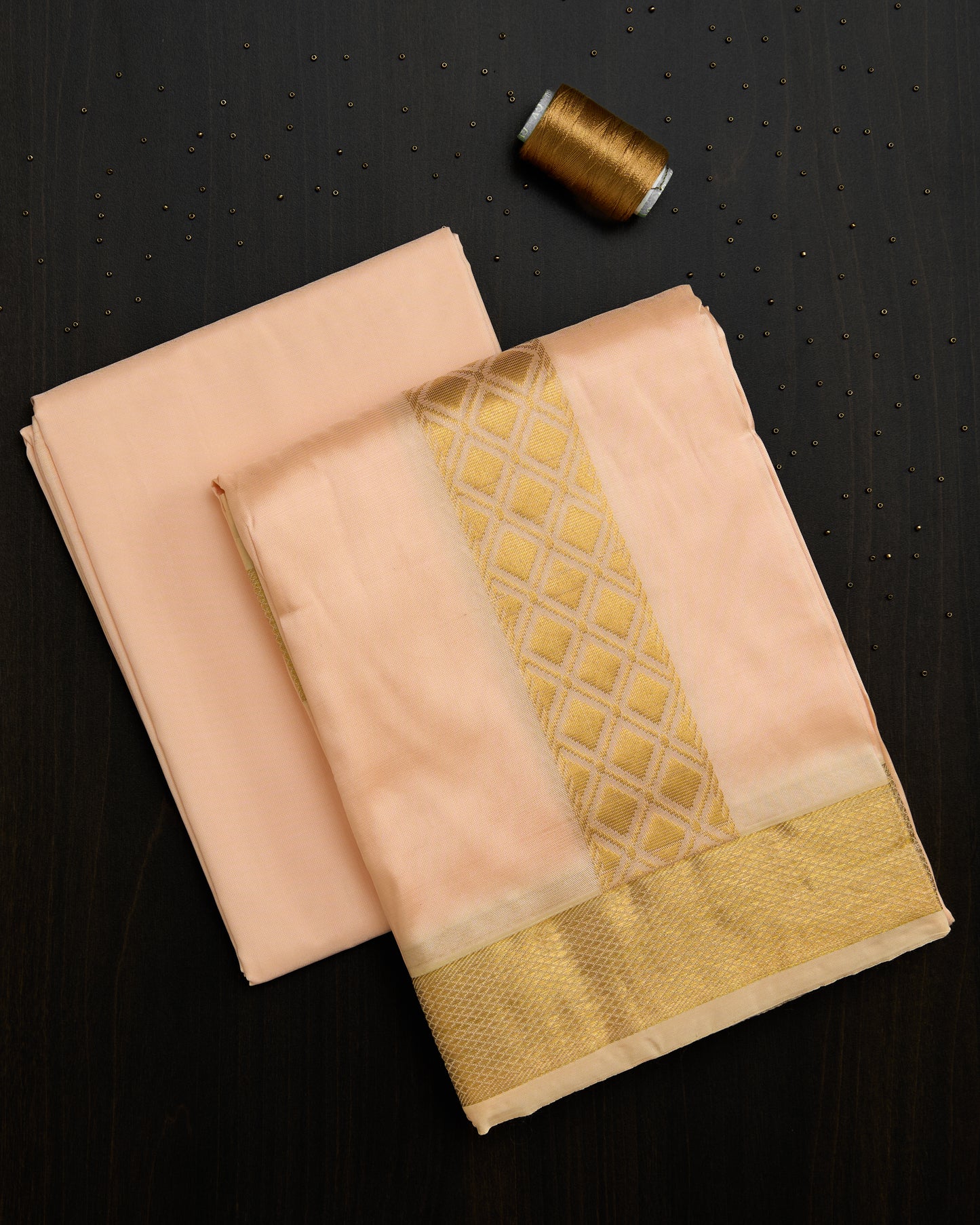 Semi Silk Baby Pink Dhoti set 8*4 + 2.50 (3in1)