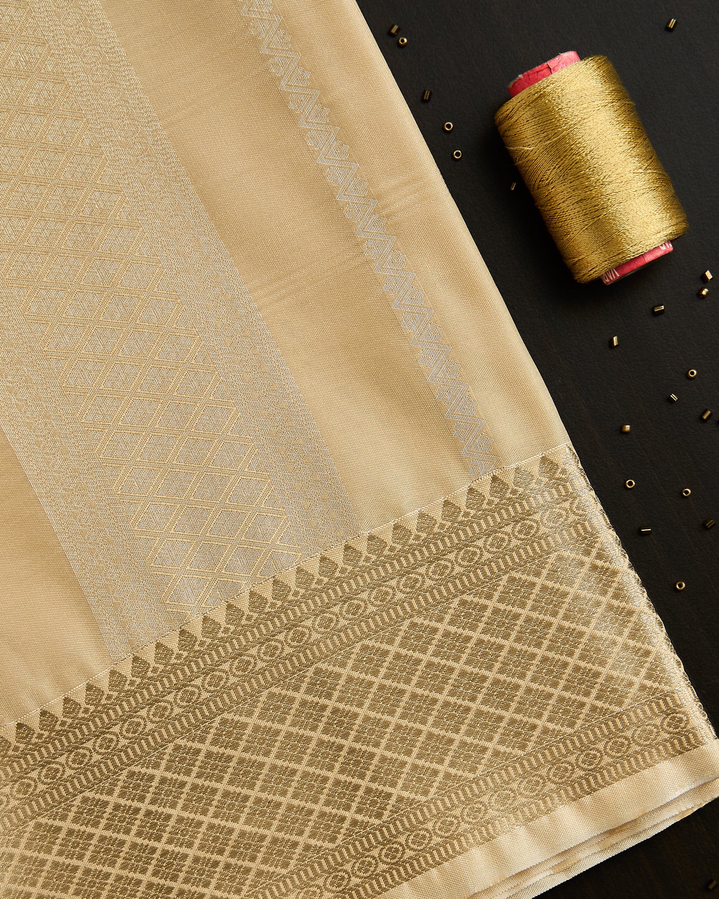 Gold Striped Silk Dhoti set 8*4+2.50