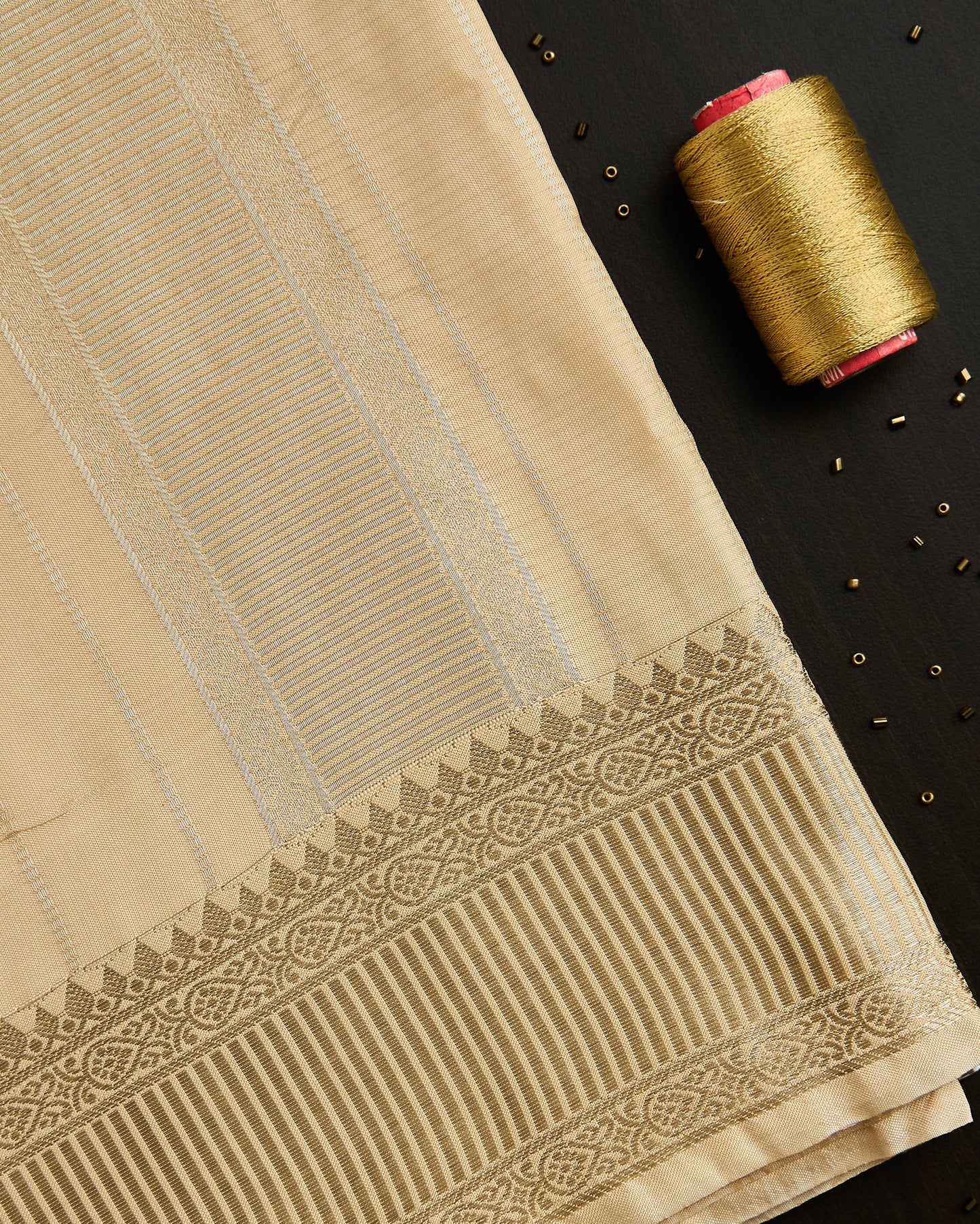 Gold Striped Silk Dhoti set 8*4+2.50